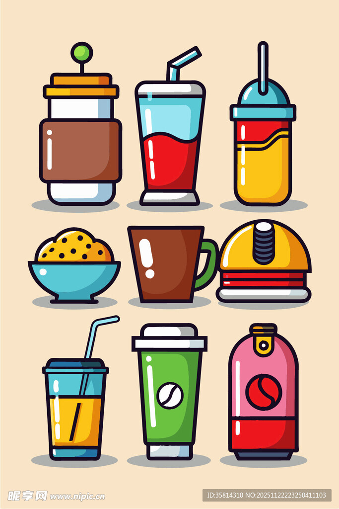 多彩美味饮品与小吃集合