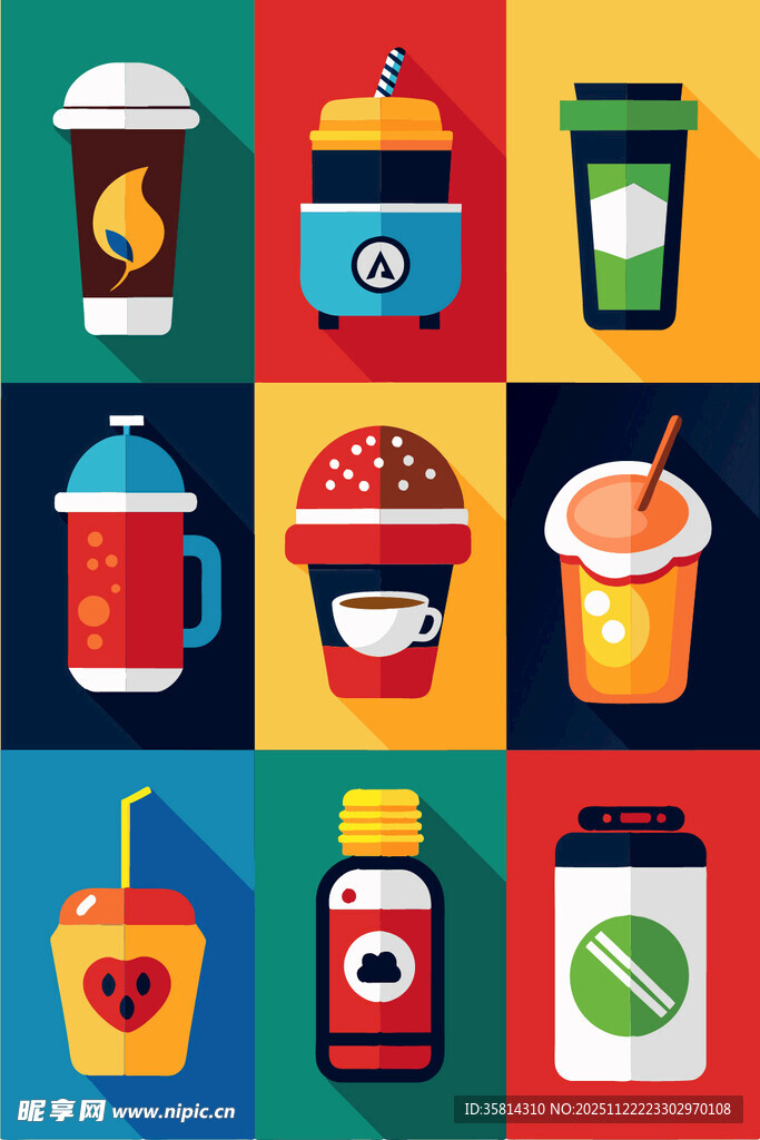 多彩饮品图标集合