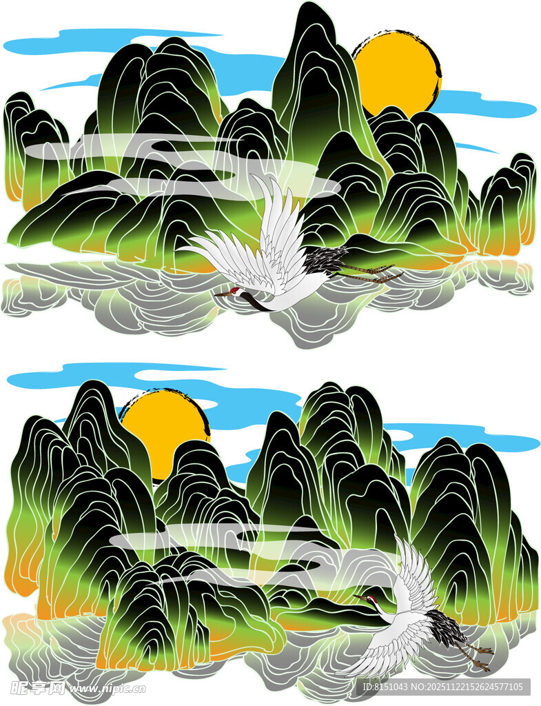 山水风景图案设计