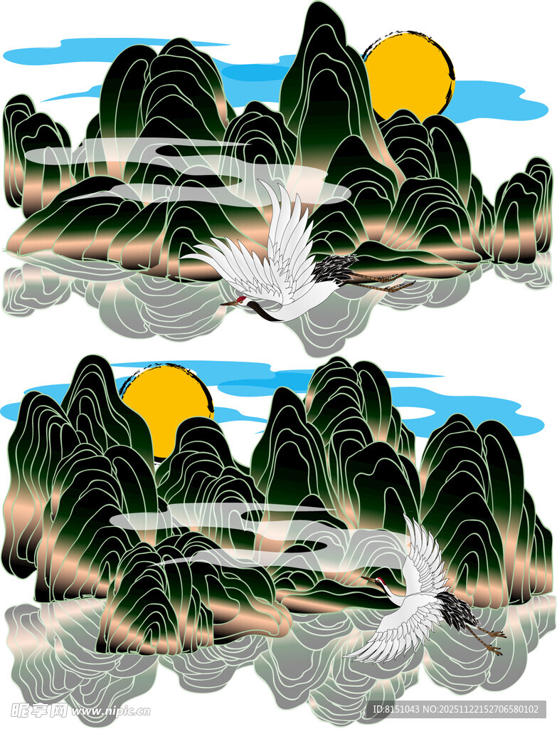 水墨山水风景插画