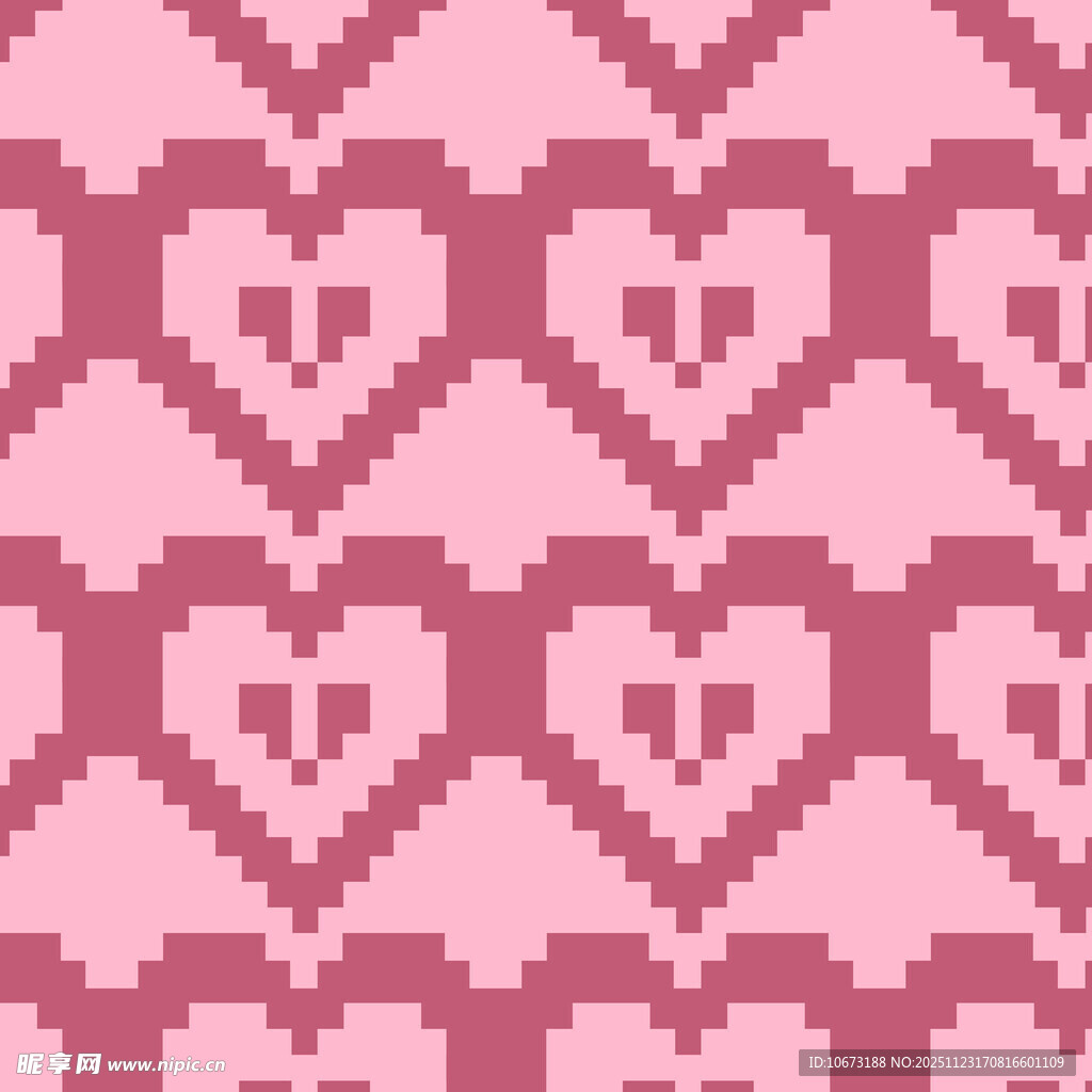粉色心形像素图案背景