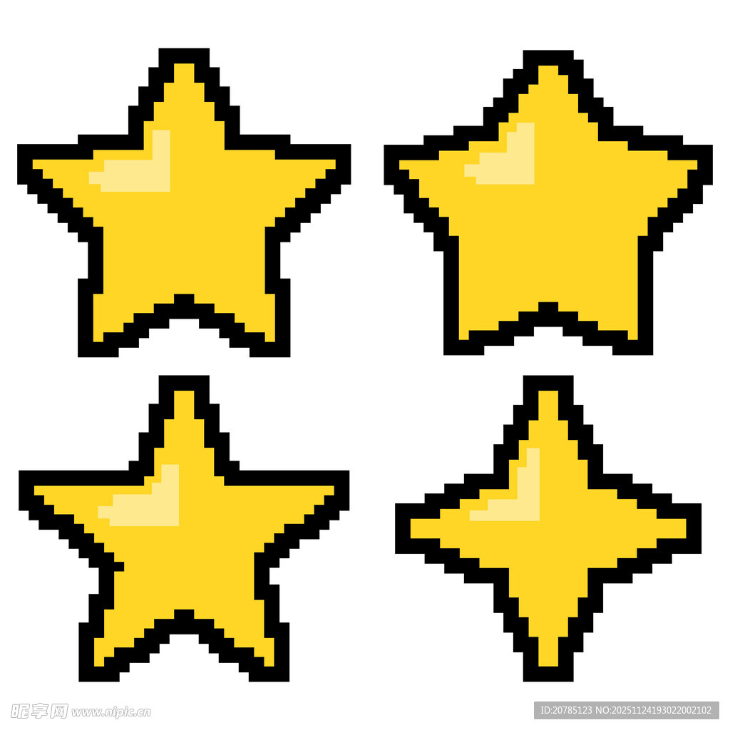 像素风格黄色星星图标