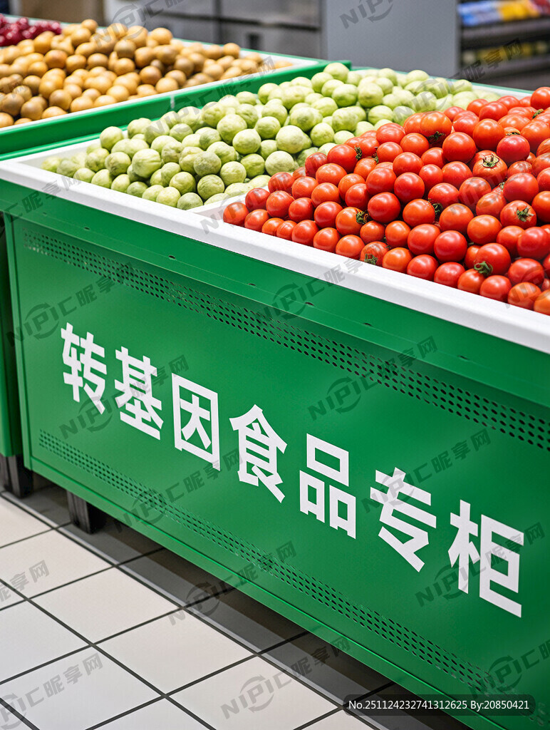 转基因食品专柜 绿底白字