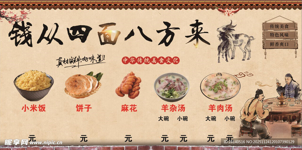 八方美食汇聚餐饮墙绘