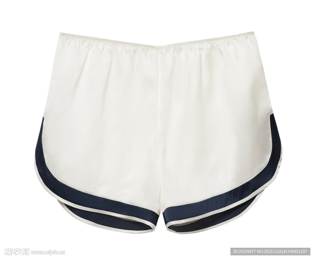 白色侧边条纹运动短裤