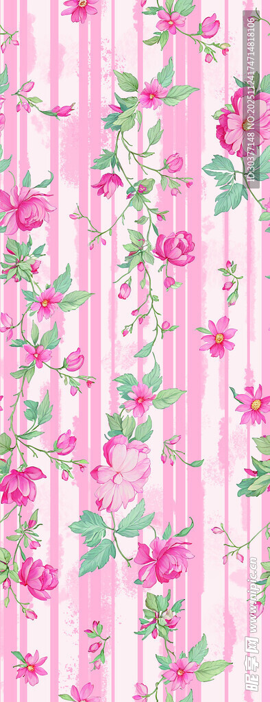 粉色花卉条纹图案背景