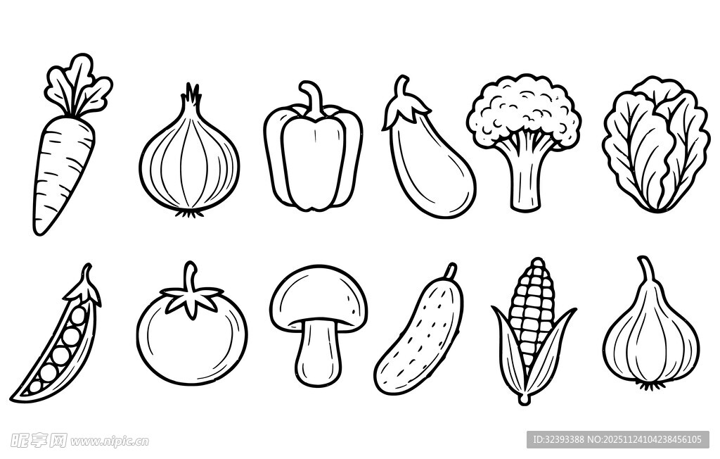 手绘简约蔬菜 
