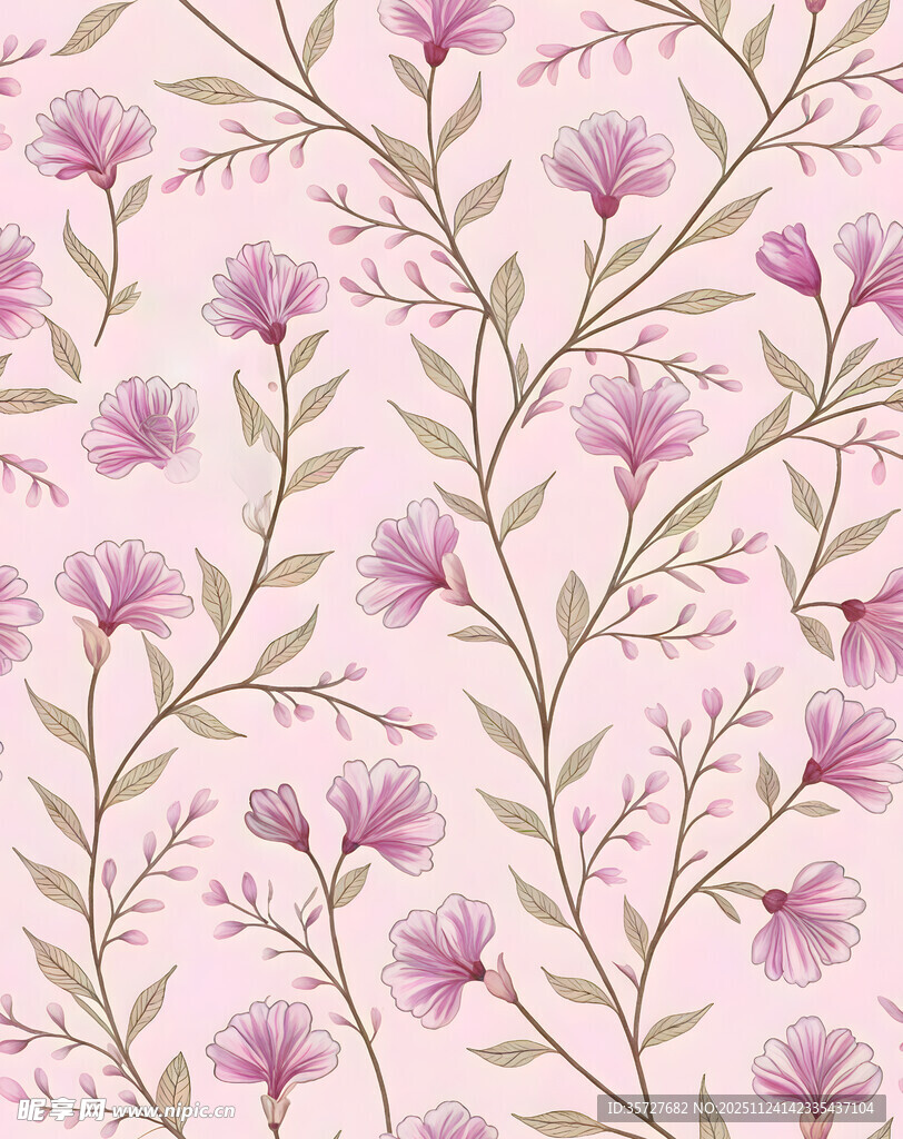 粉色花卉图案壁纸纹理