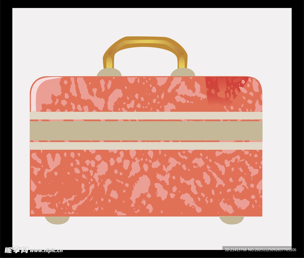 复古花纹橙色手提行李箱