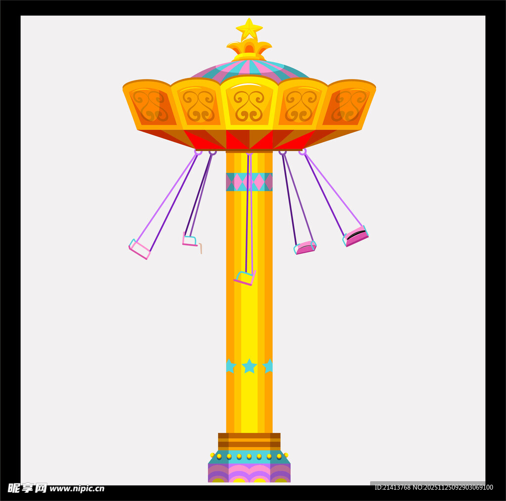 旋转飞椅游乐设施插画