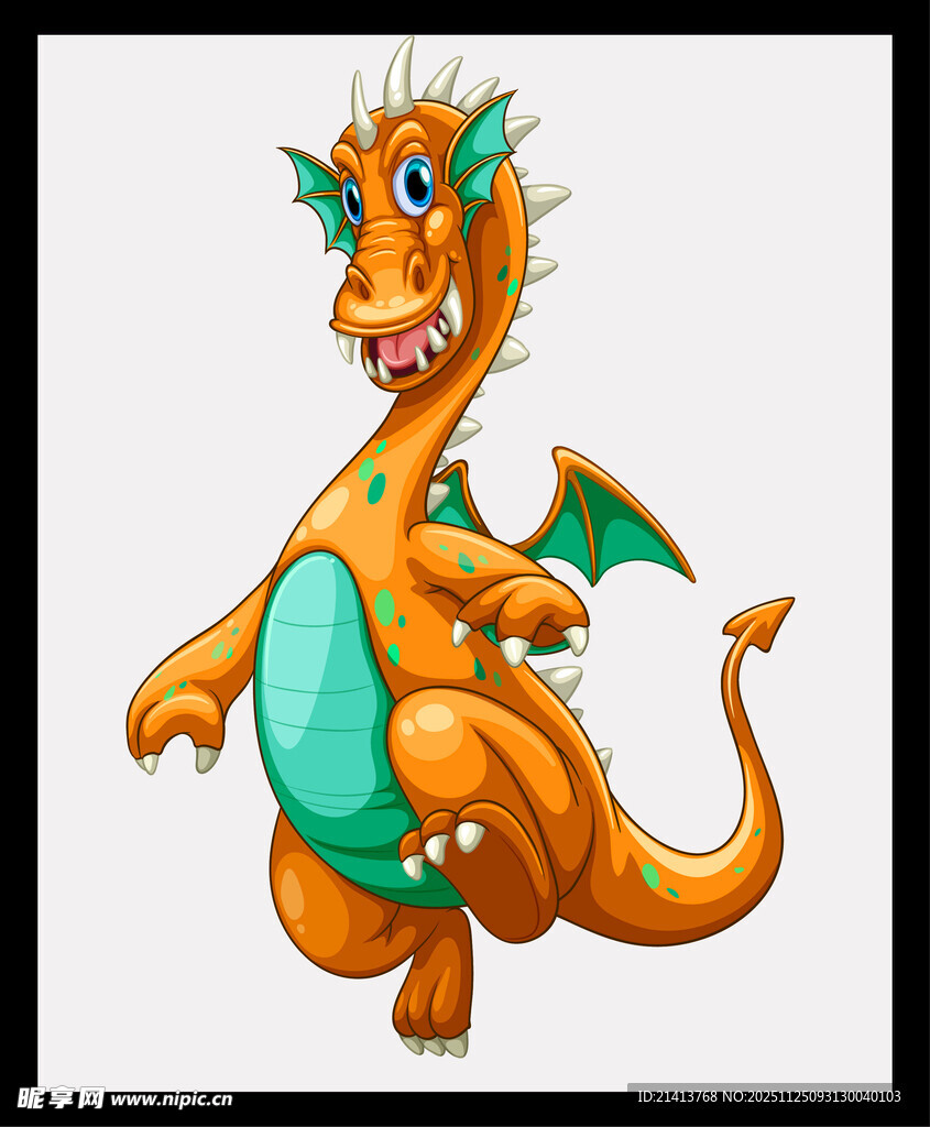 可爱橙色小龙卡通形象