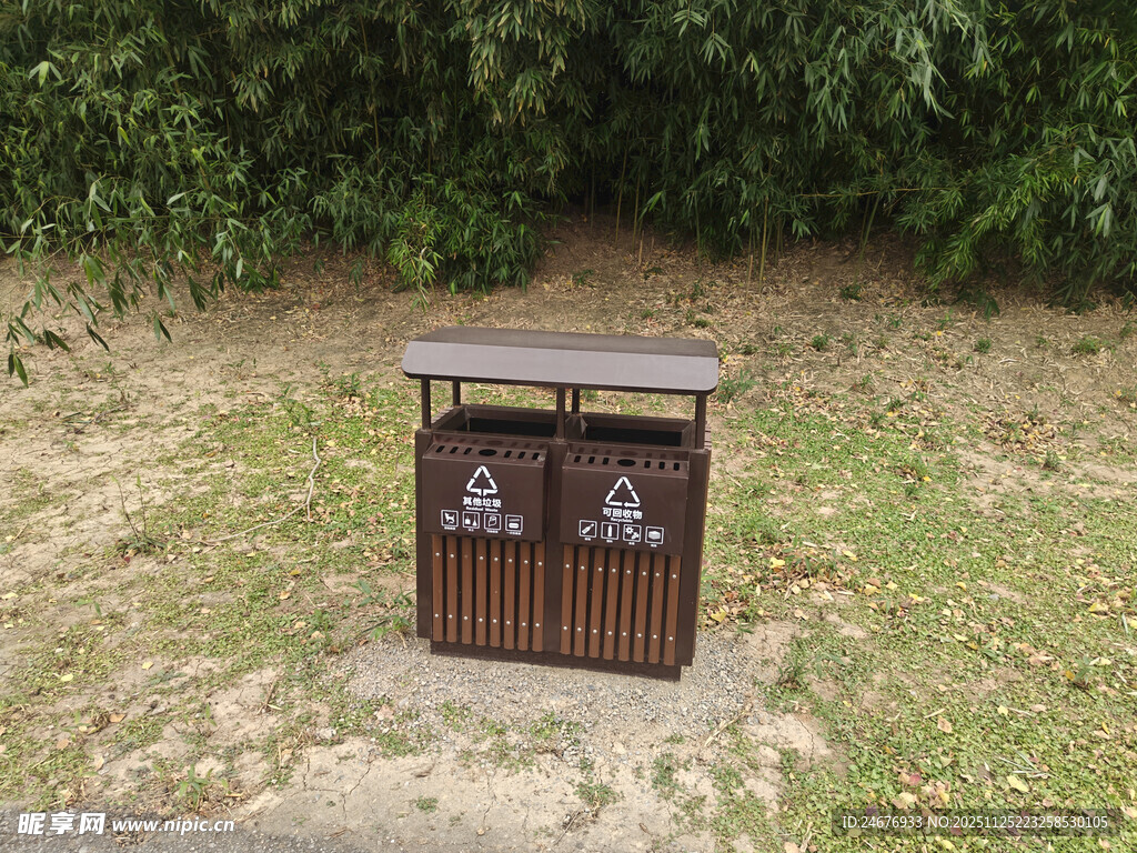 户外双分类金属垃圾桶