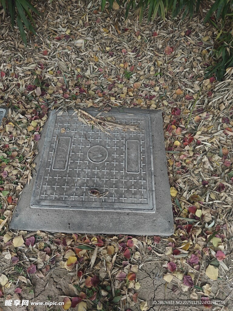 地面上的金属排水井盖