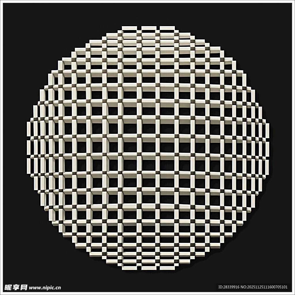 黑白网格球体图案