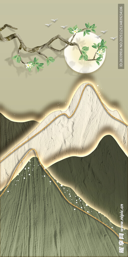 中式山水风装饰图案设计