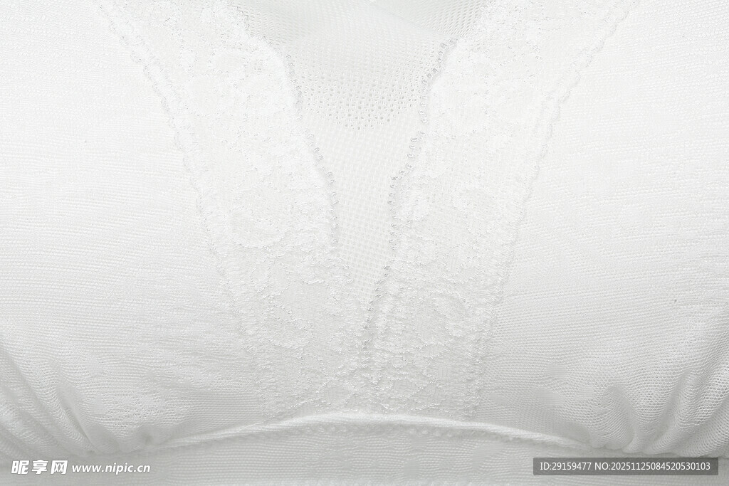 白色蕾丝女士内衣特写