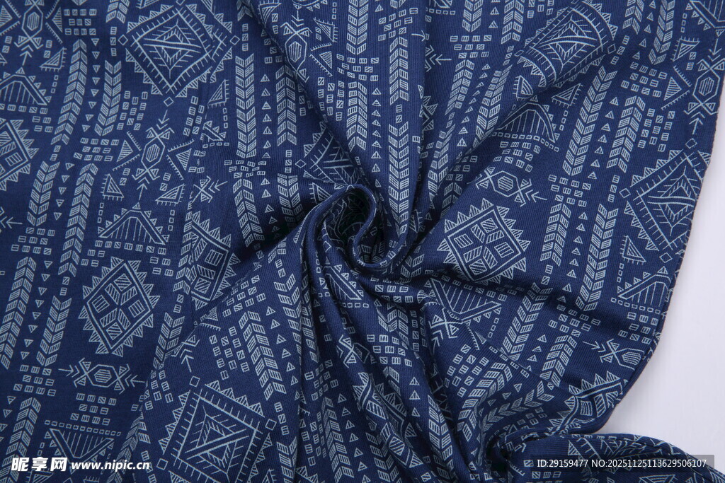 蓝色几何图案纹理布料