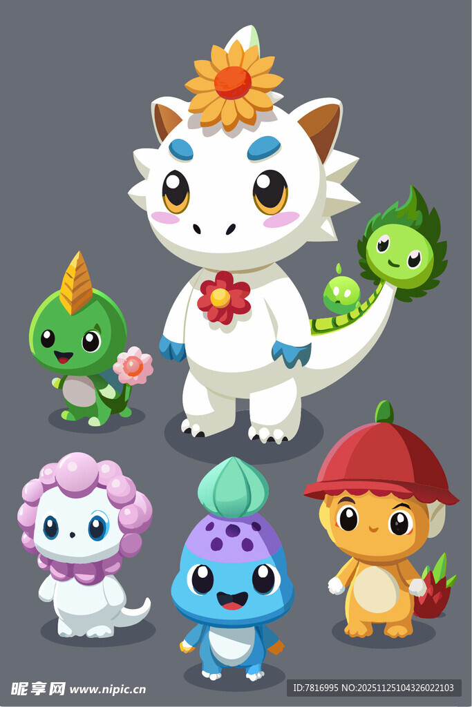 可爱萌趣的卡通小精灵们