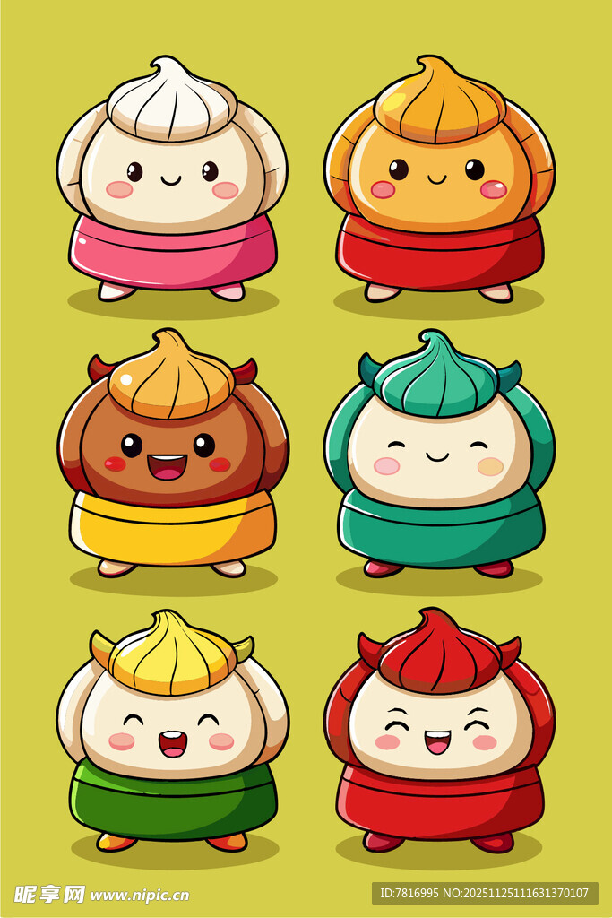 可爱卡通中式点心形象