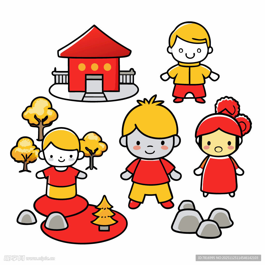 儿童传统服饰与中式场景