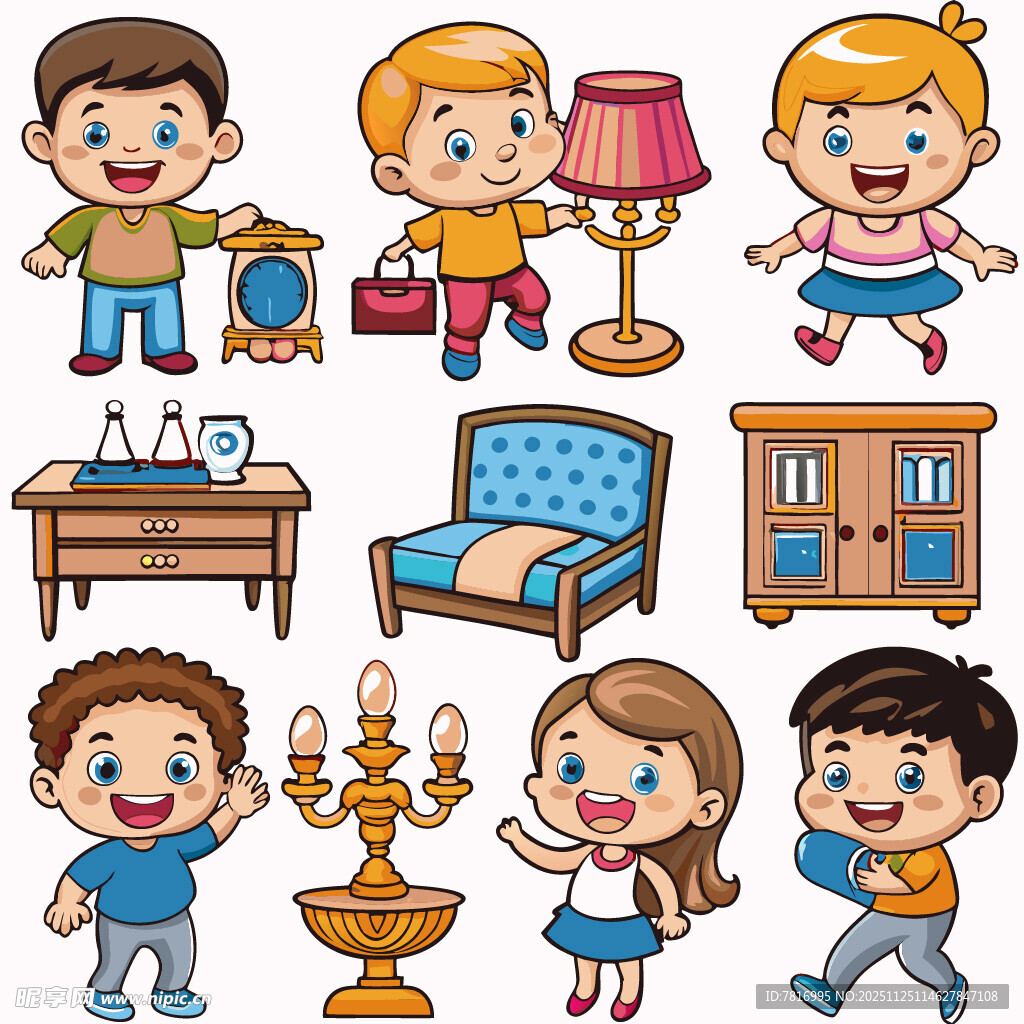 孩子们在房间里欢乐玩耍