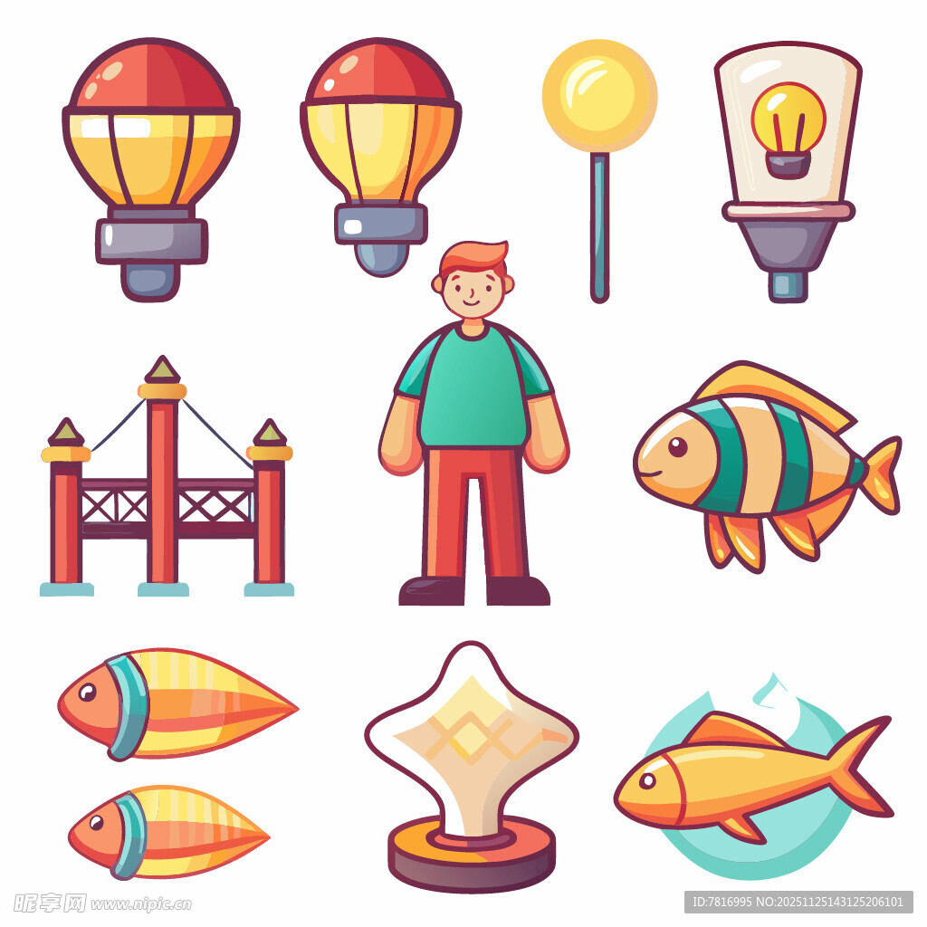 卡通风格物品集合