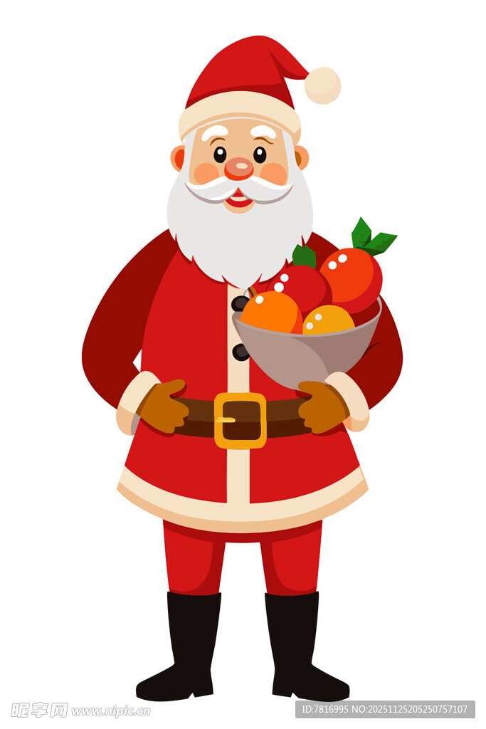 圣诞老人手持果篮