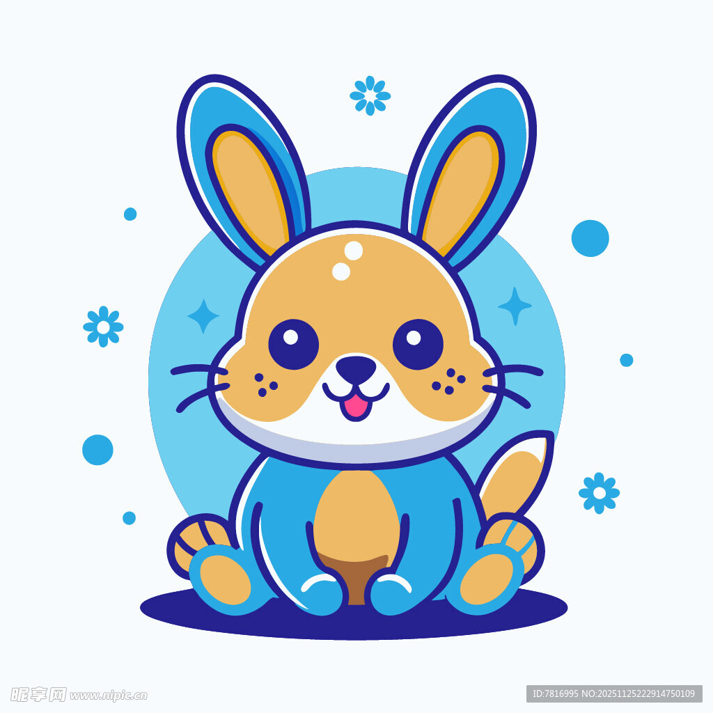 可爱坐着的卡通小兔子