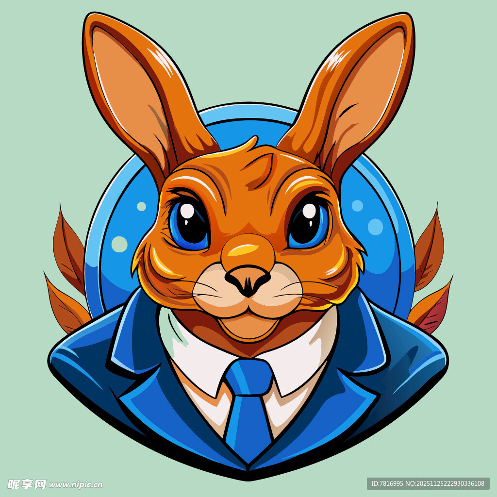 穿西装的可爱兔子形象