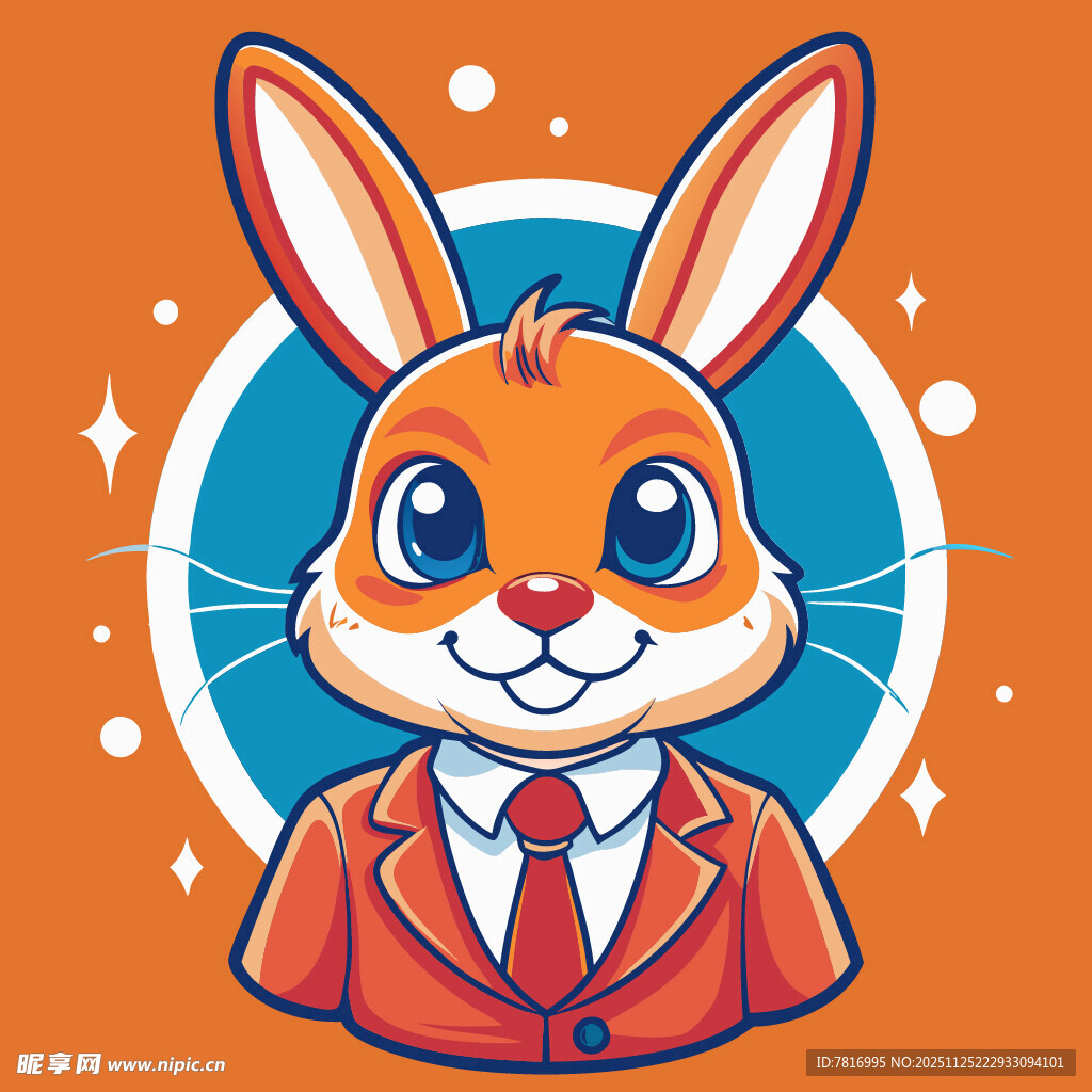穿西装的可爱兔子形象
