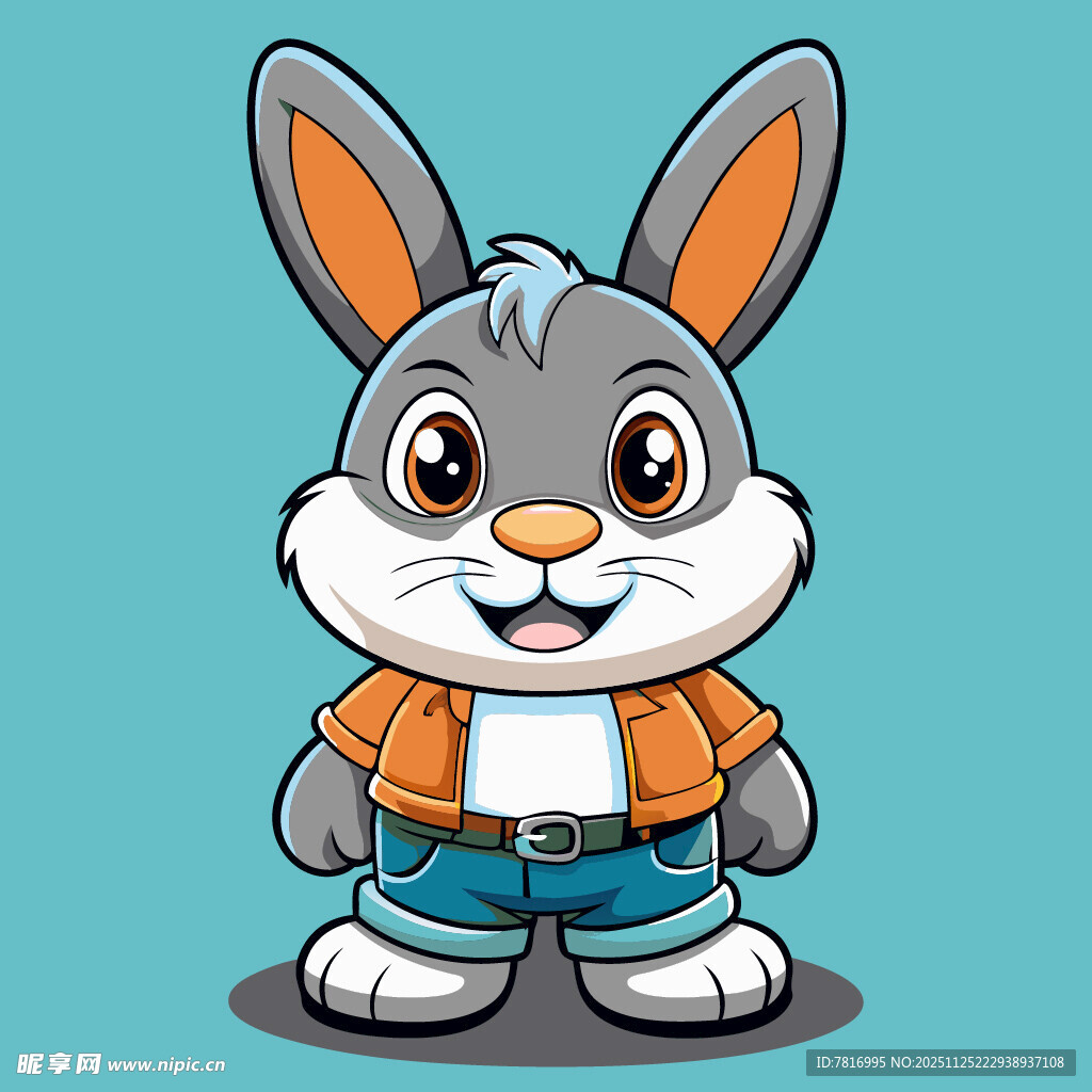 穿夹克的可爱兔子