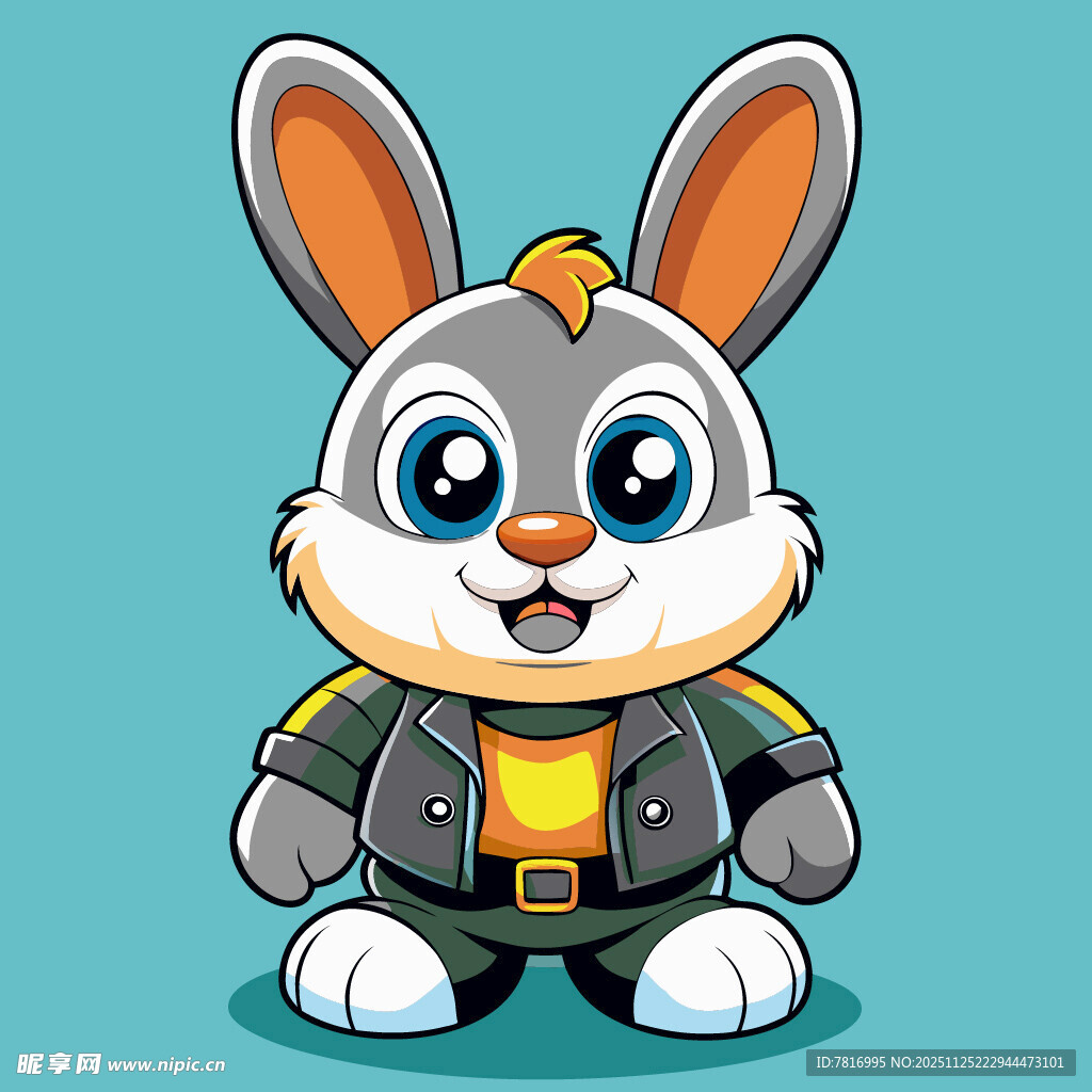 酷炫装扮的卡通兔子