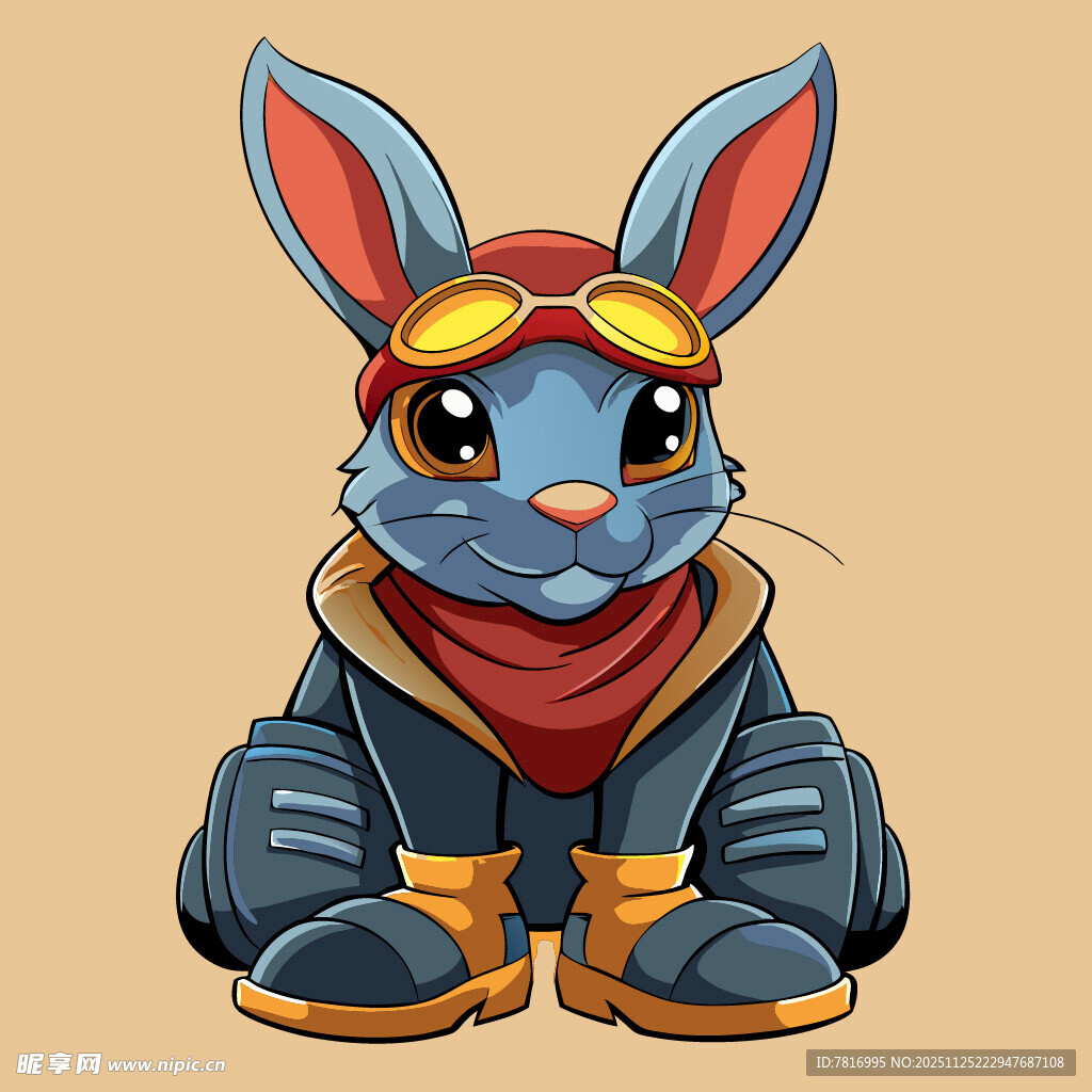 可爱蓝兔飞行员形象