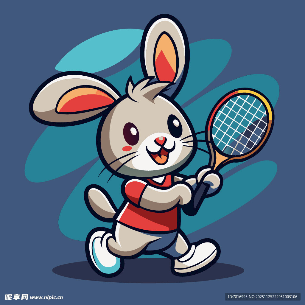 打网球的可爱兔子