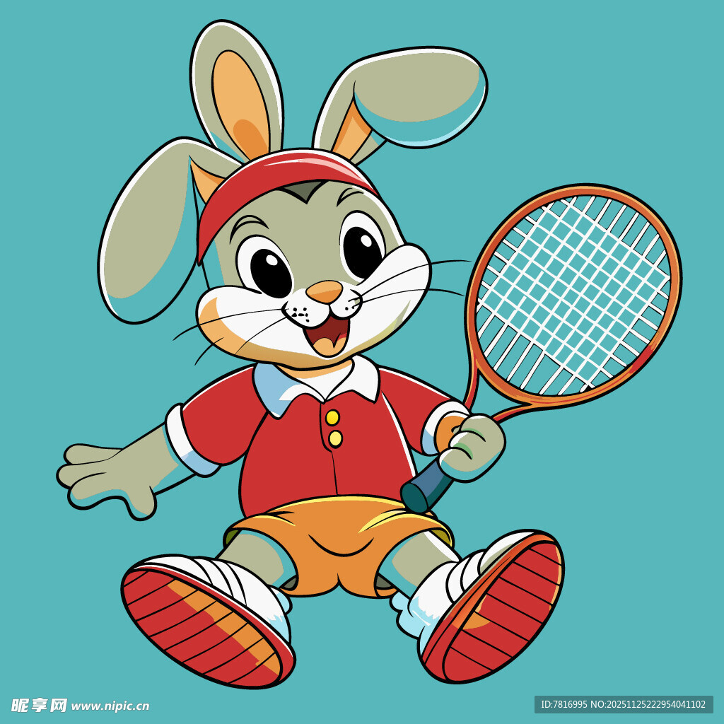 打网球的可爱兔子