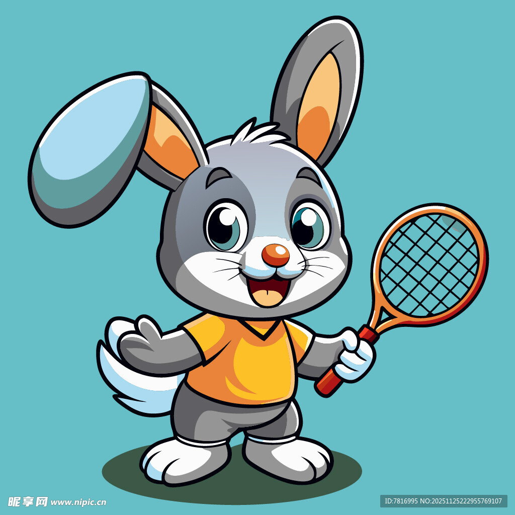打网球的可爱兔子