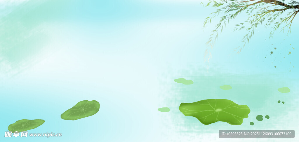 水面漂浮的嫩绿荷叶