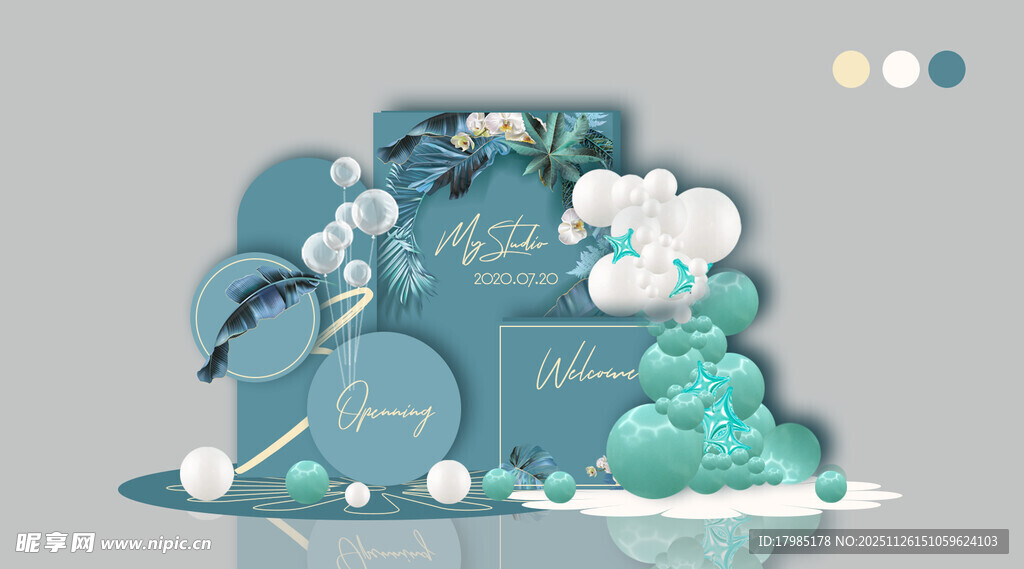 梦幻蓝调婚礼场景布置