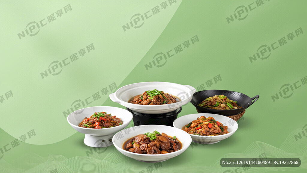 生成一个菜品画面 有荤有素