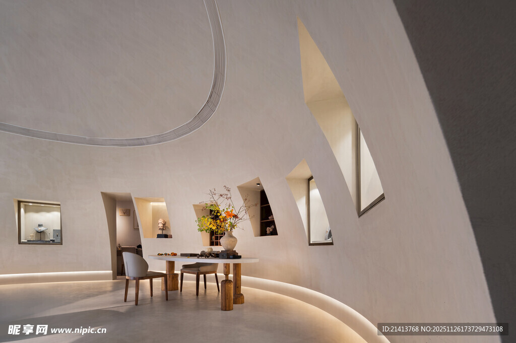 现代艺术展厅室内场景