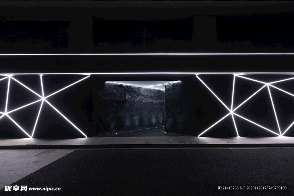 未来感几何灯光建筑空间