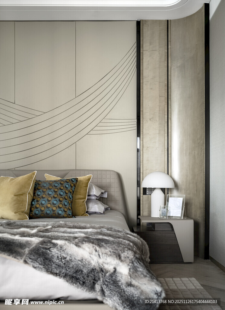 现代简约风卧室温馨场景