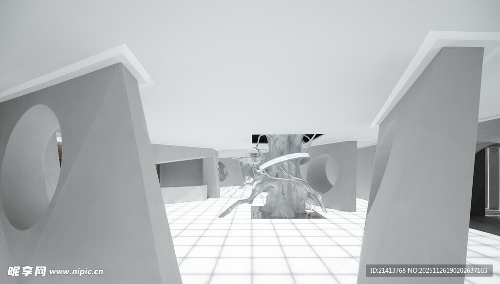 未来感极简几何空间场景