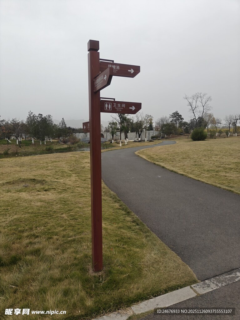 户外道路旁的指示路标