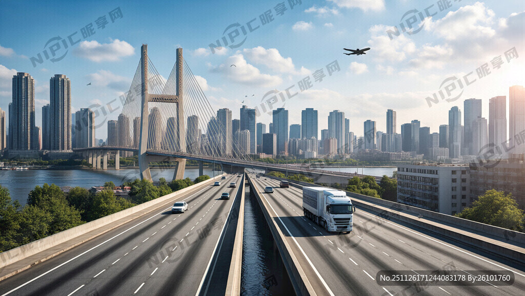 大桥道路城市天空背景