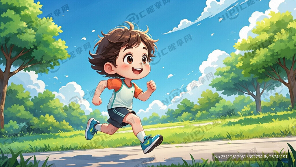 跑步的儿童 卡通