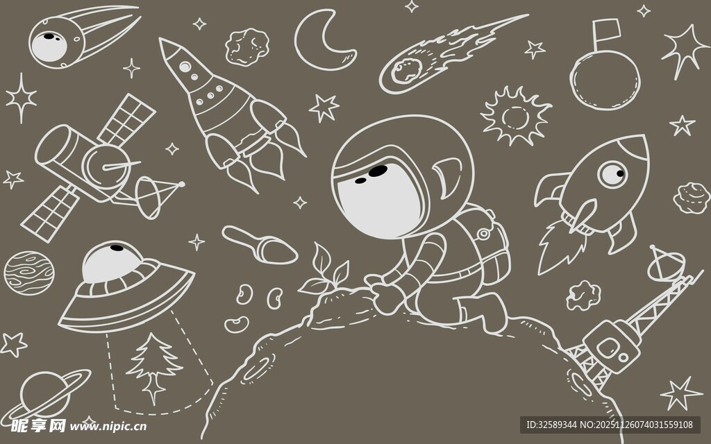 手绘太空主题卡通图案