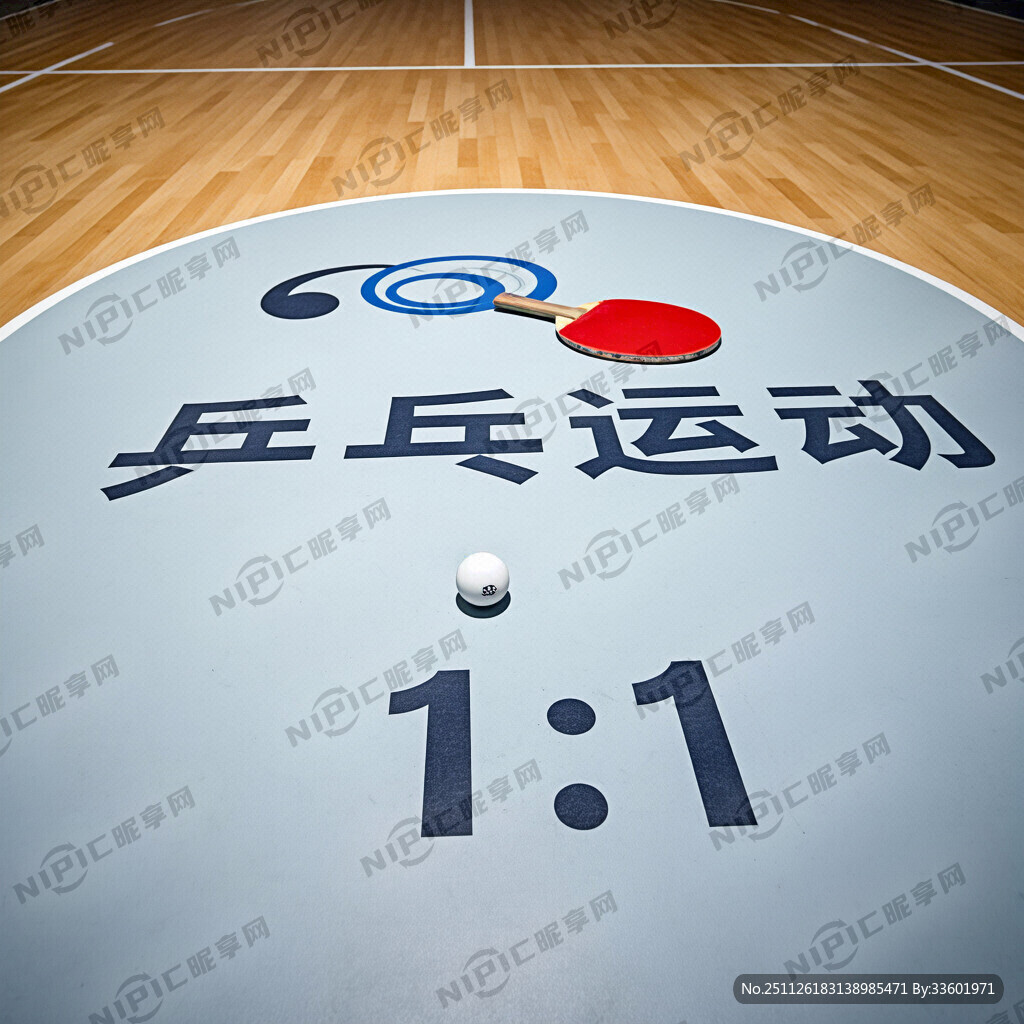 地面喷绘乒乓运动