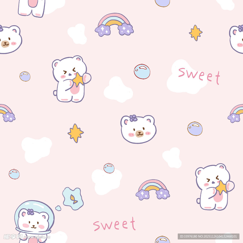 可爱小熊卡通图案背景