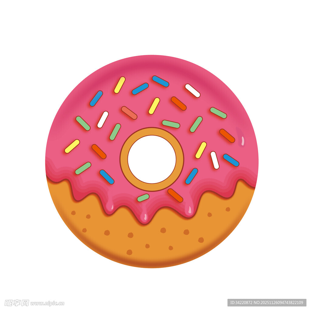 粉色糖霜甜甜圈插画
